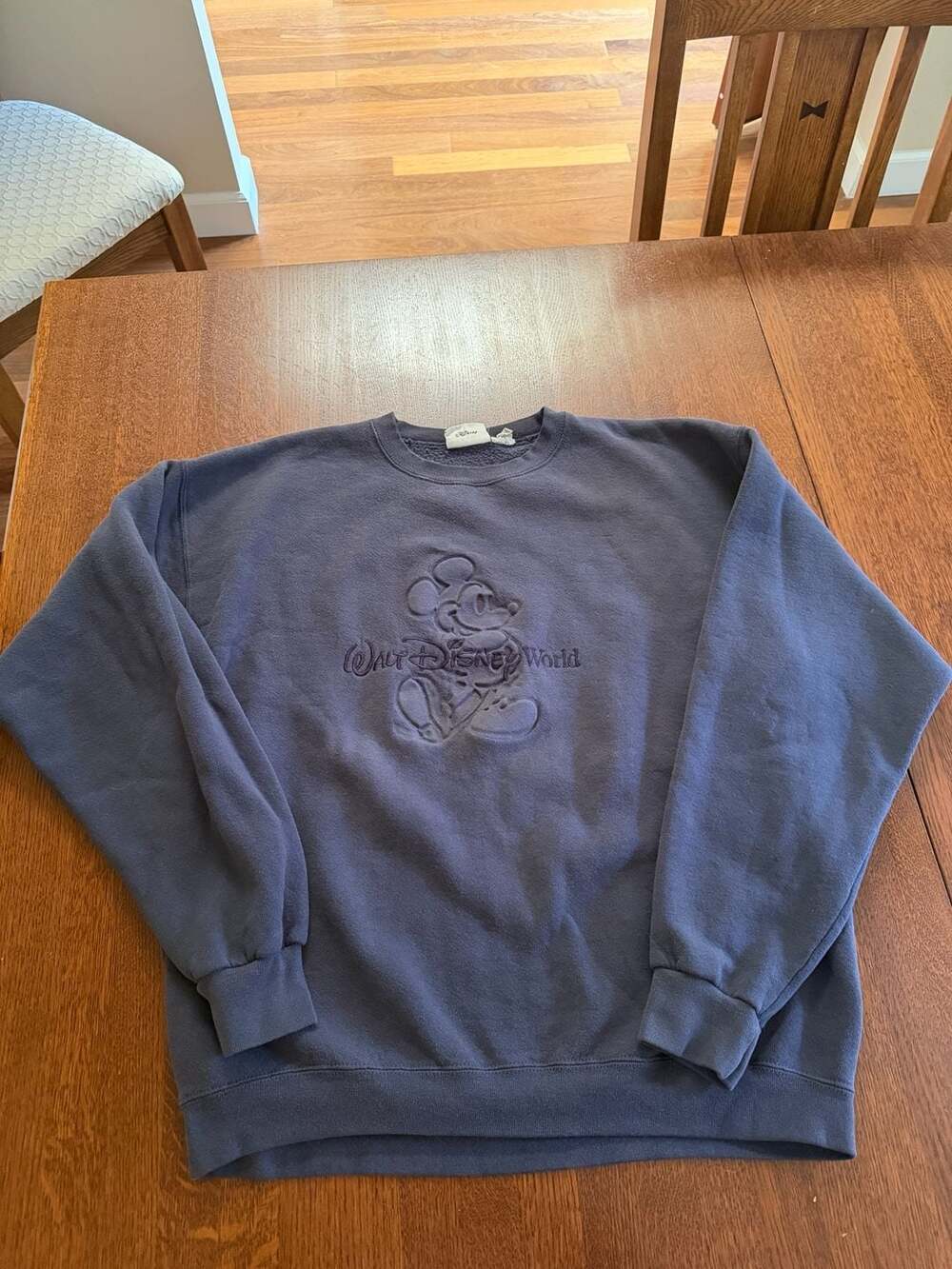 Vintage Walt Disney World Embossed Mickey Mouse Blue Crewneck Sweatshirt XL